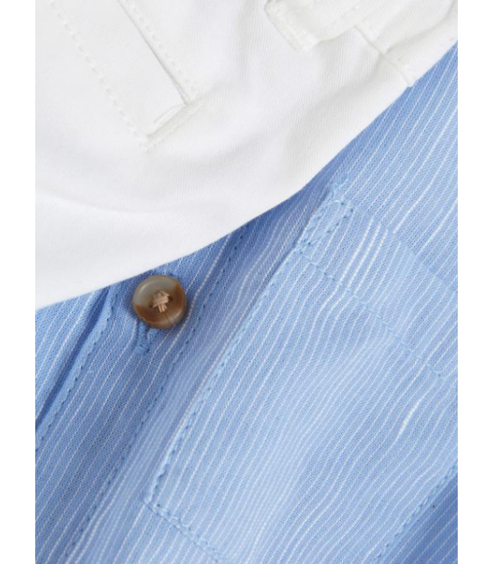 Cotton White Shorts with Light Blue Short-Sleeved Shirt - Image 4