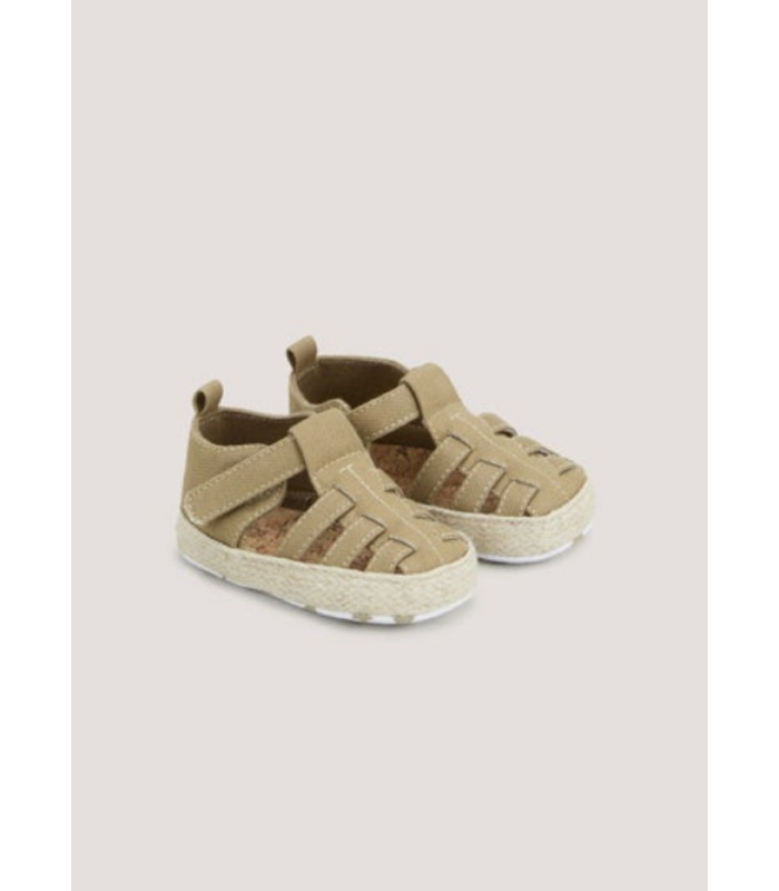 Khaki Espadrille Caged Soft Sole Prewalker
