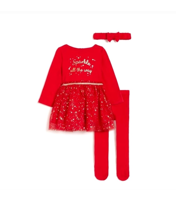 Christmas Dress, Headband and Tights