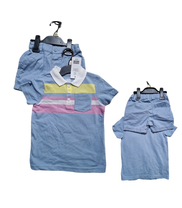 2pc Short-Sleeve Polo Shirt and Chino Shorts