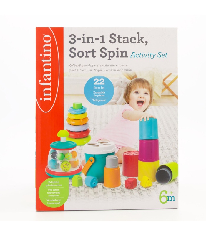 Infantino 3-in-1 Stack Sort Spin Activity Set