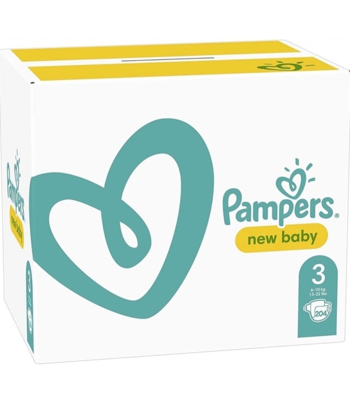 Pampers New Baby Monthly Pack Size 3 (6 - 10kg)  204count