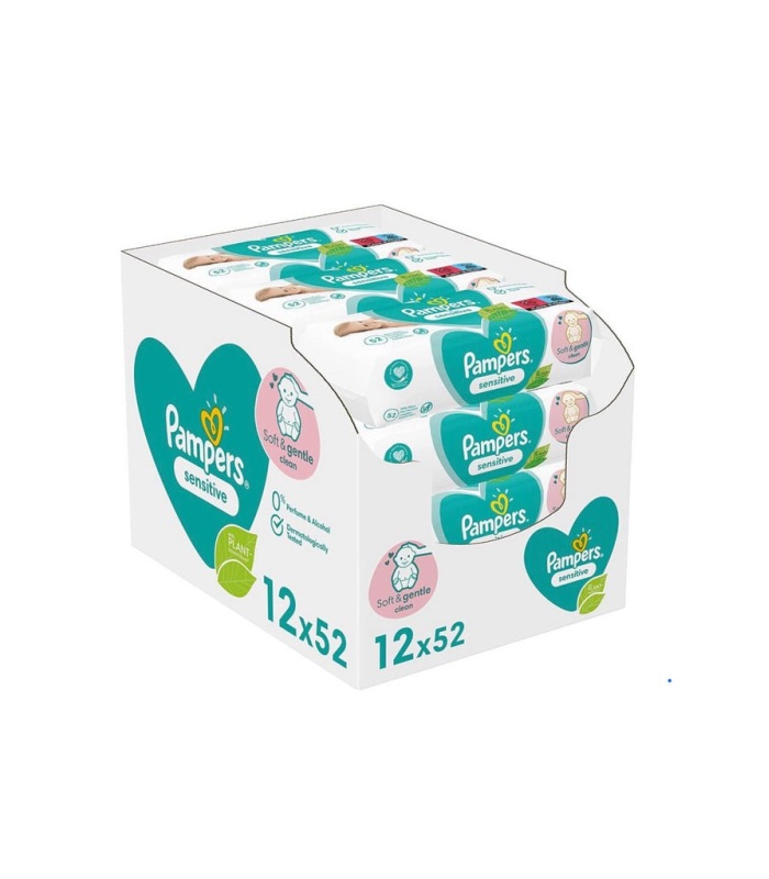 Pampers Sensitive Baby Wipes 12 Packs - Per Pack 52 Wipes