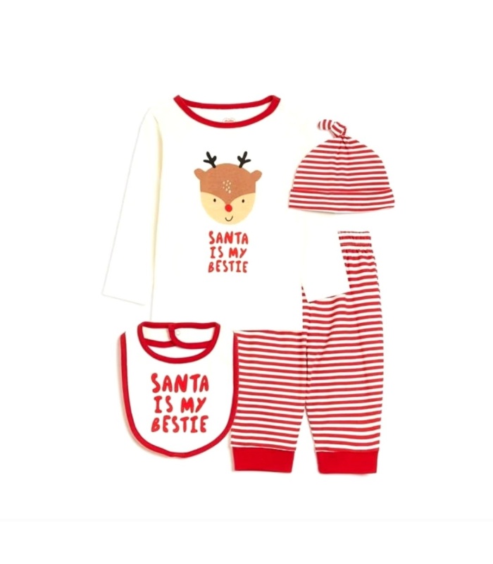 Santa is My Bestie - Unisex 4pc Christmas PJ's
