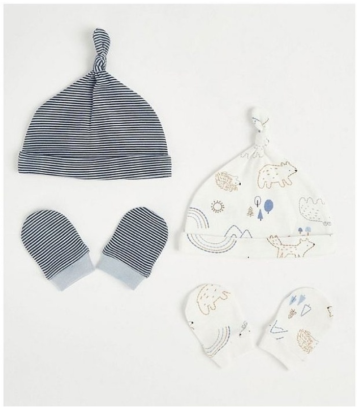 4Pc Hats and Mitts 0-6M