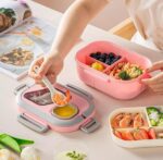 Lunch Box, Bag and Soup Cup with Cutlery Cutlery Set (Pink) - Image 4