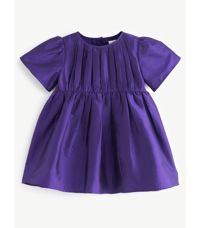 Purple Short-Sleeved Tafetta Dress