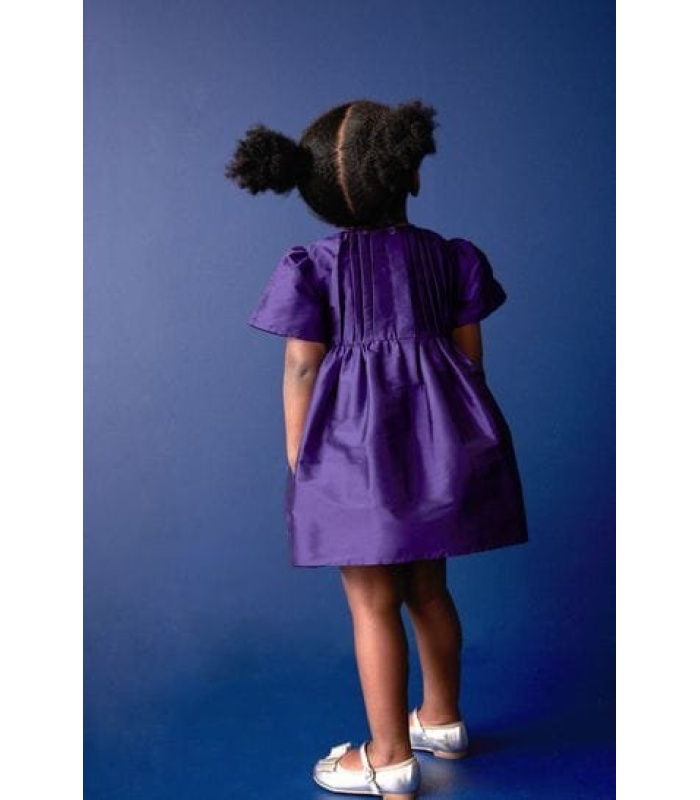 Purple Short-Sleeved Tafetta Dress - Image 7