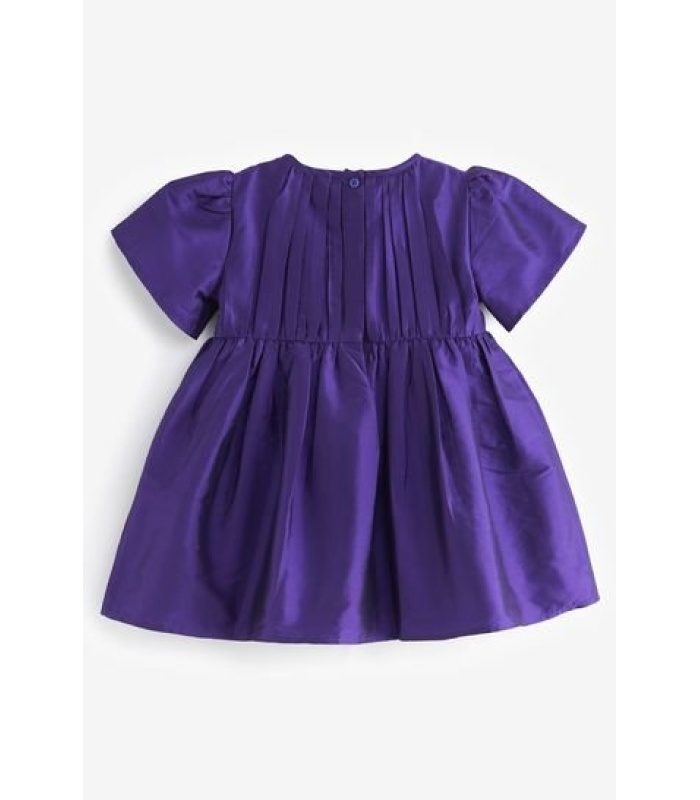 Purple Short-Sleeved Tafetta Dress - Image 2