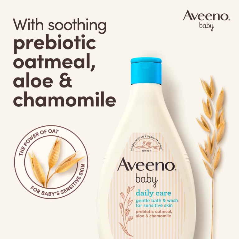 Aveeno Baby Daily Care Gentle Bath & Wash 400ml (Prebiotic Oatmeal & Chamomile) - Image 4