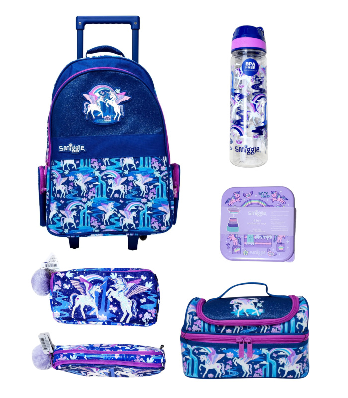 Smiggle 5Pc Set with Lightup Trolley Wheels