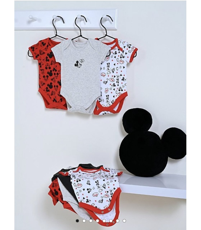 7pc Mickey Mouse Short- Sleeved Bodysuit