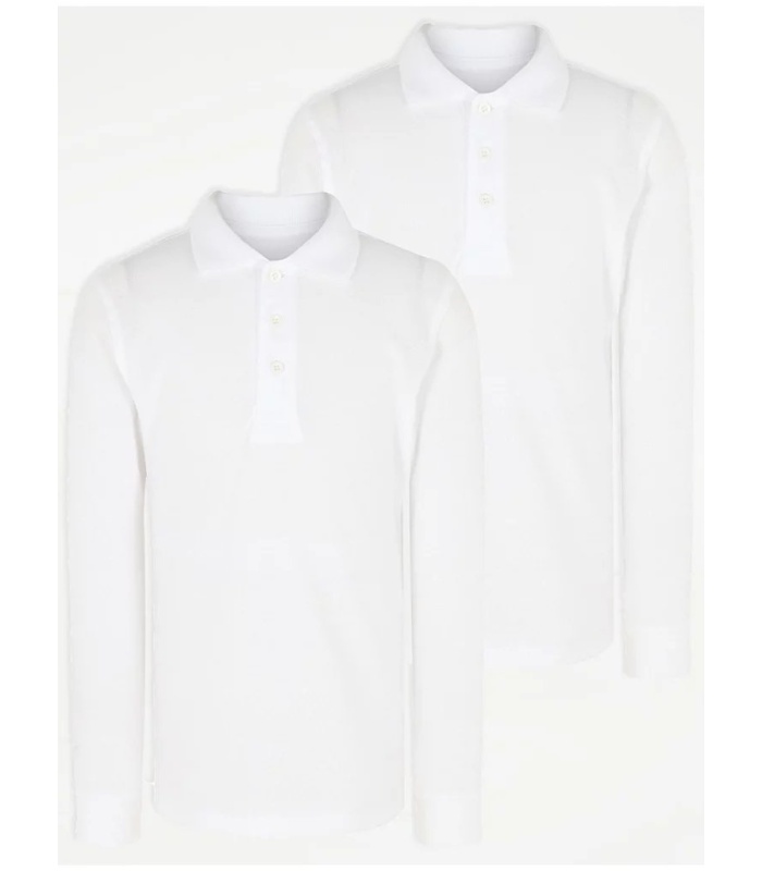 2pk White Long Sleeve Regular Fit Polo Shirt