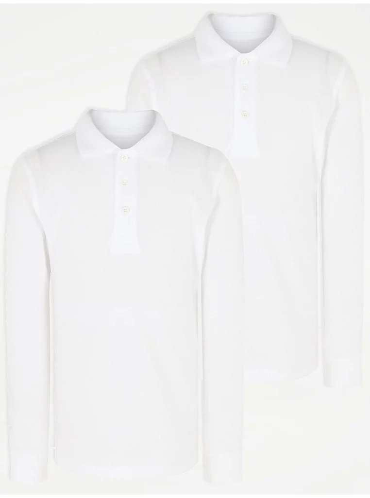 1000320058.jpg 2pk White Long Sleeve Regular Fit Polo Shirt - Image 1