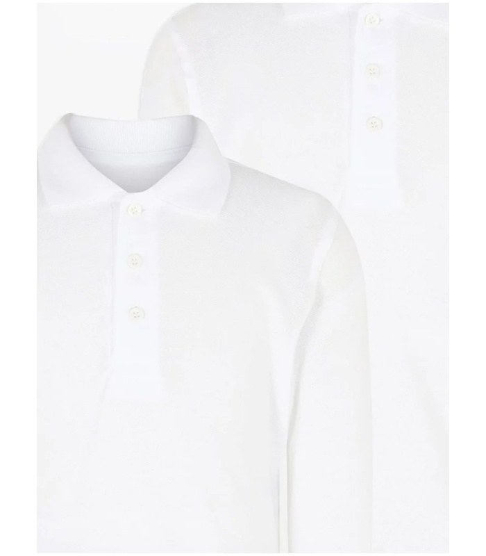 2pk White Long Sleeve Regular Fit Polo Shirt - Image 2