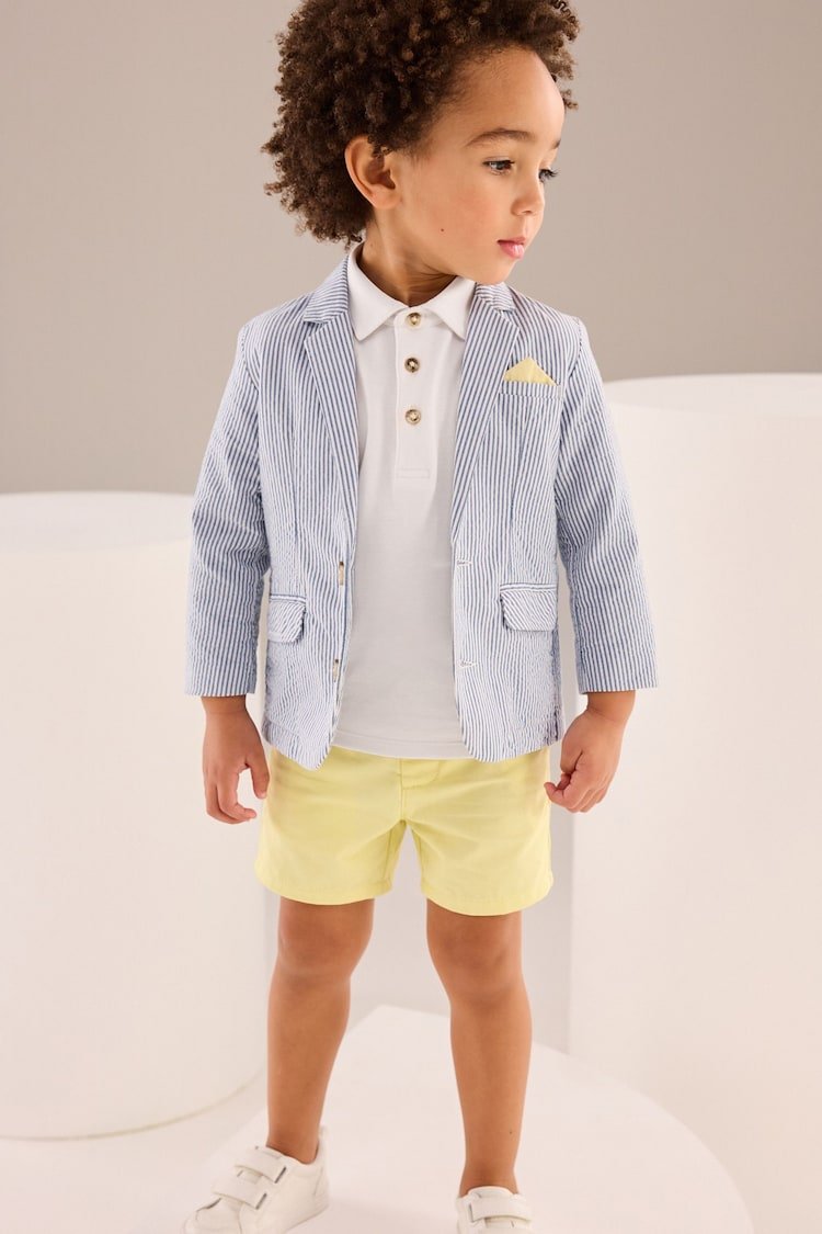 1000325828.jpg Next Smart Casual 3pc Set (Stripe Blazer, Polo Shirt & Shorts) - Image 1