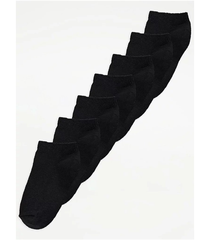 7pk Black Trainer Socks