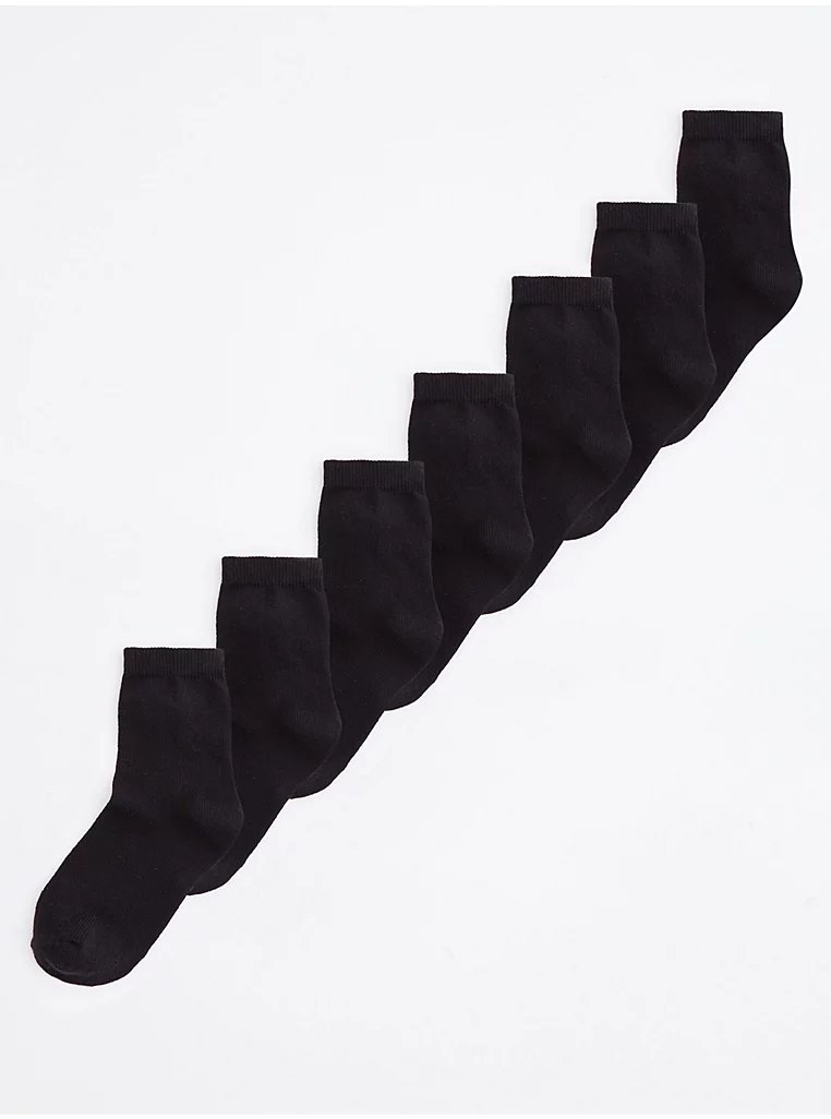 5059194692459.jpg 7pk Black Cotton Rich Ankle Socks - Image 1