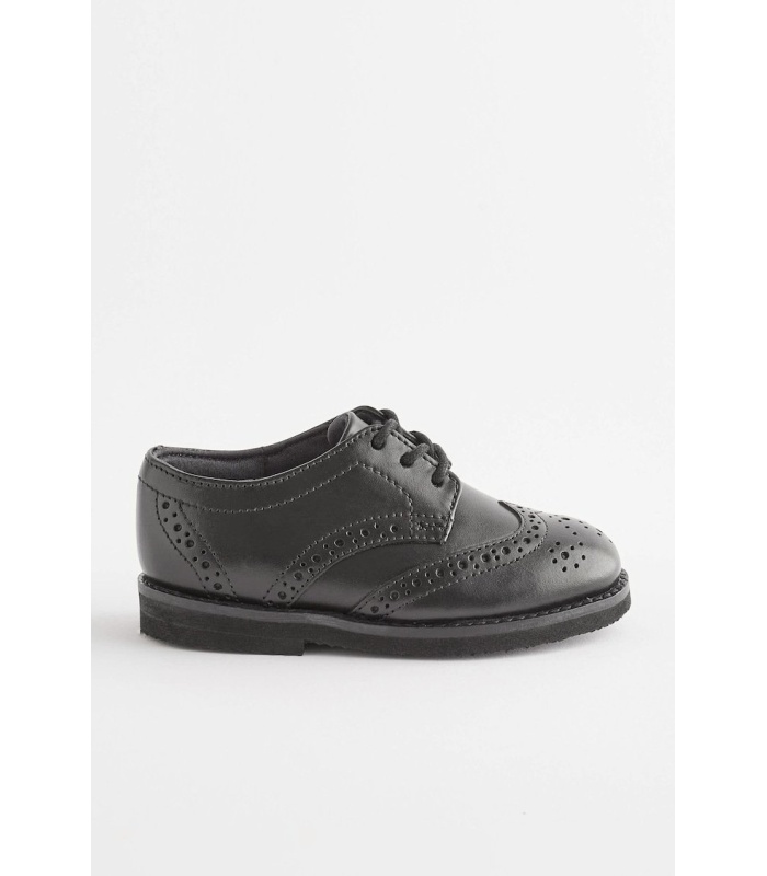 Black Wide Fit (G) Leather Brogues Shoes - Image 3