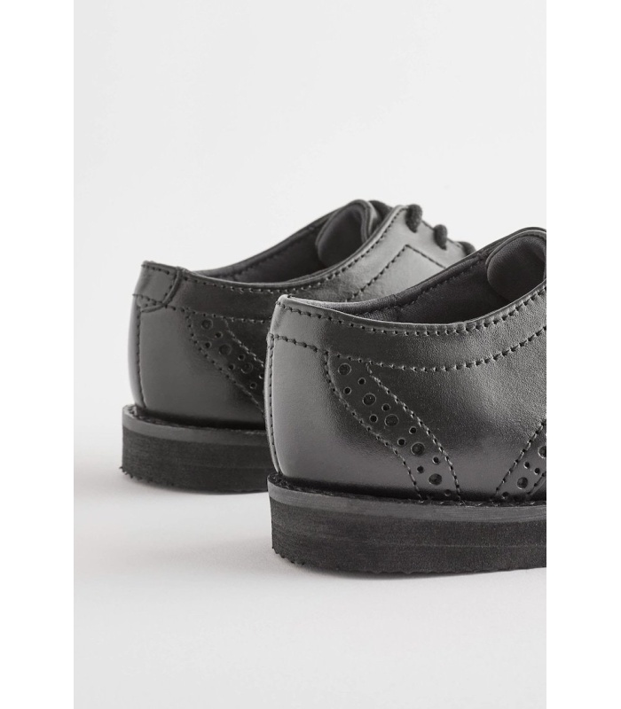 Black Wide Fit (G) Leather Brogues Shoes - Image 5
