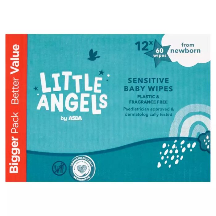 Little Angels 12x60 Newborn Sensitive Baby Wipes Plastic & Fragrance Free