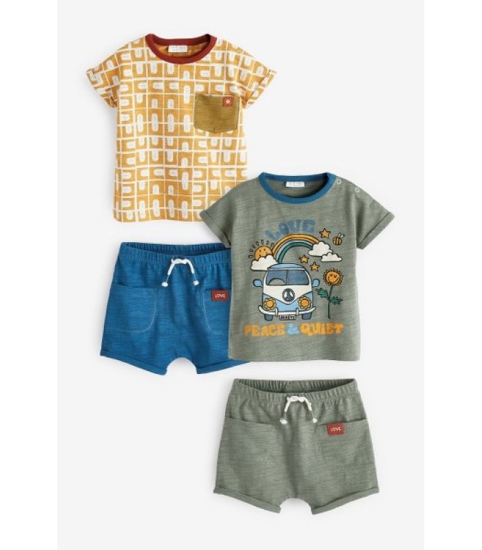 Next 4pc Print Khaki Green