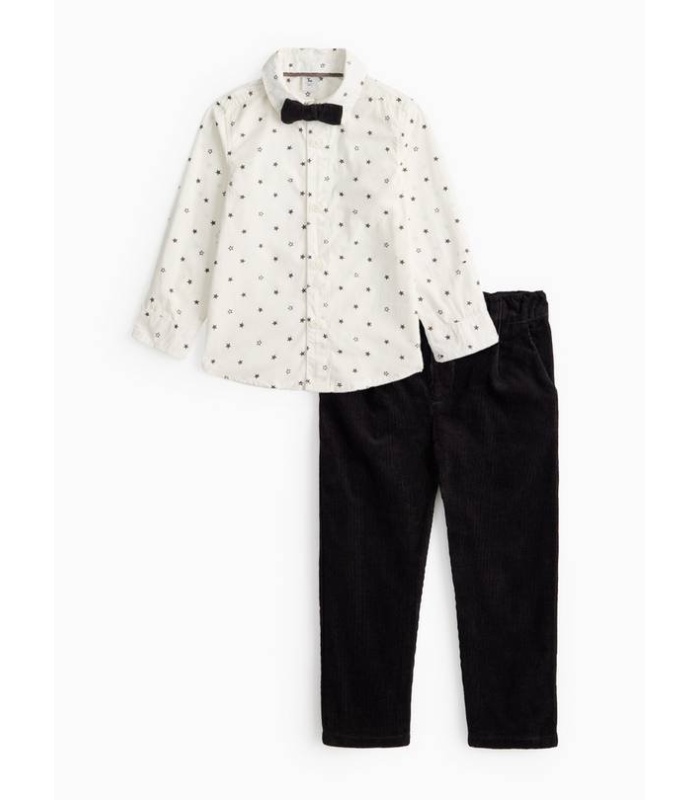 Bow Tie, Shirt & Corduroy Trousers 3-Piece Set