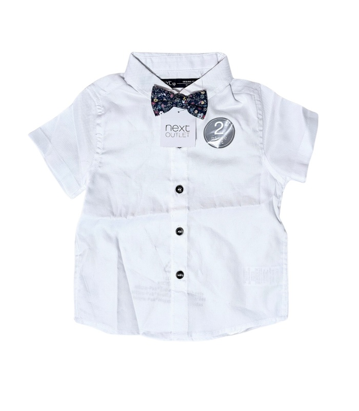 2pc Short-Sleeve Shirt with Bow Tie - Image 3