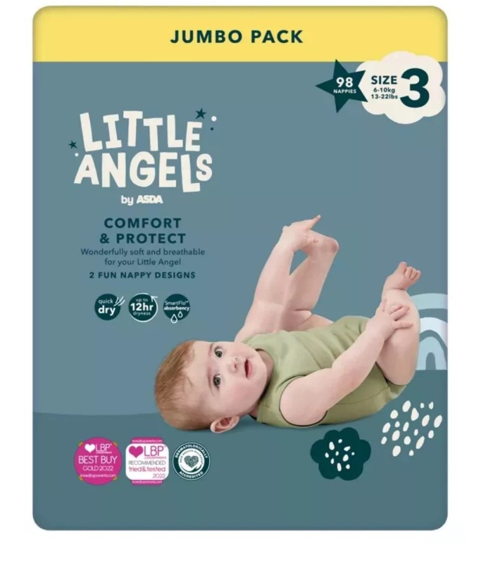 Little Angels Comfort & Protect Nappies Jumbo Sizes 3 to 7 - Image 2