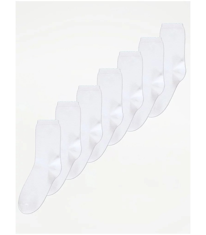 7pk White Cotton Rich Ankle Socks (Unisex)