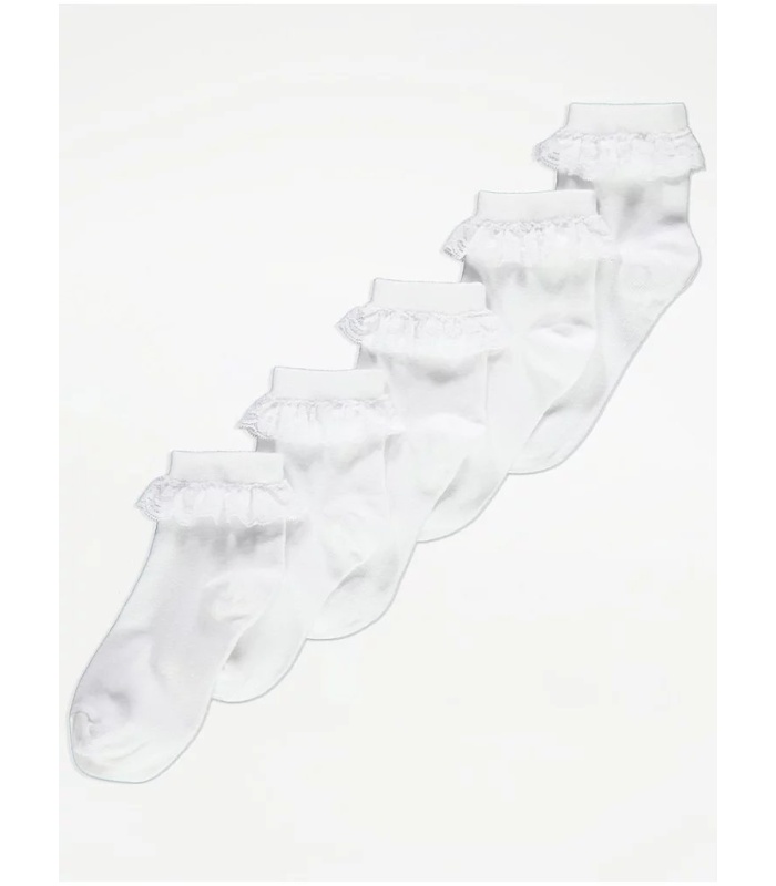5pc Lace Trim Socks