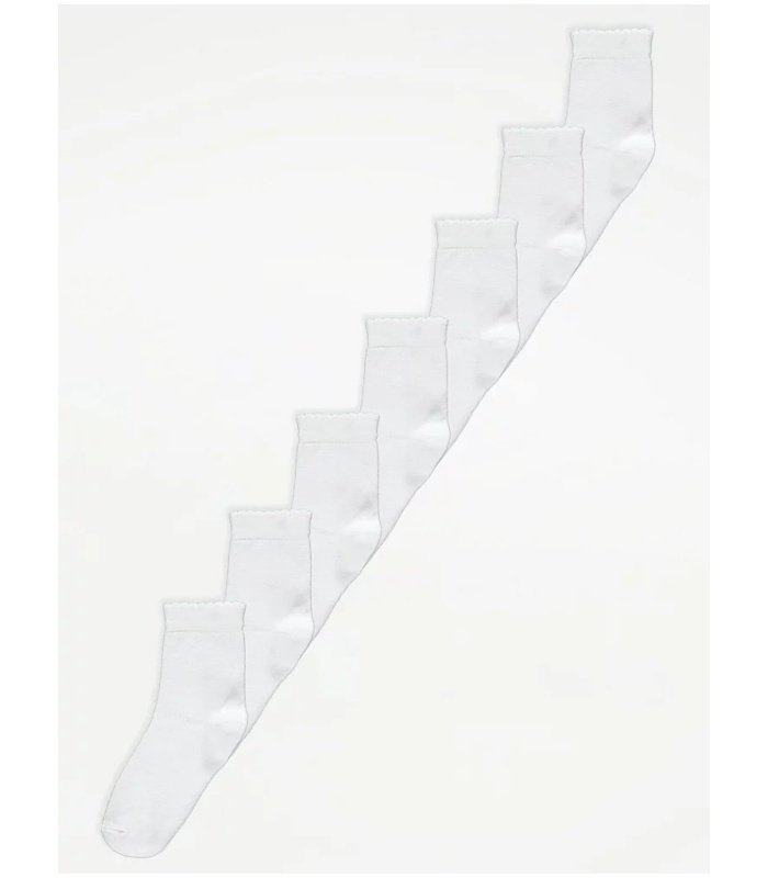 White Cotton Rich Ankle Socks 7pk (Girls)