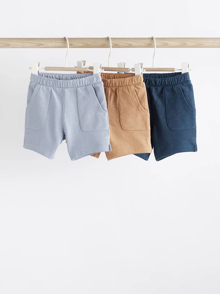 2025/04/1000398301.jpg 3pc 100% Cotton Textured Baby Shorts - Image 1