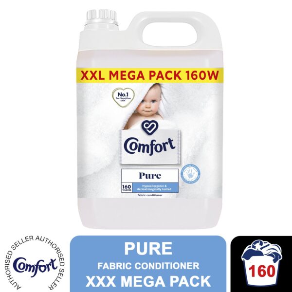 Comfort Pure Fabric Conditioner XXL Mega Pack (Afterwash / Fabric Softner) - 5Ltr - 160 washes