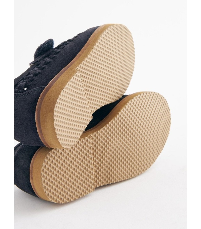 Navy Blue Leather Woven Loafers - Image 3