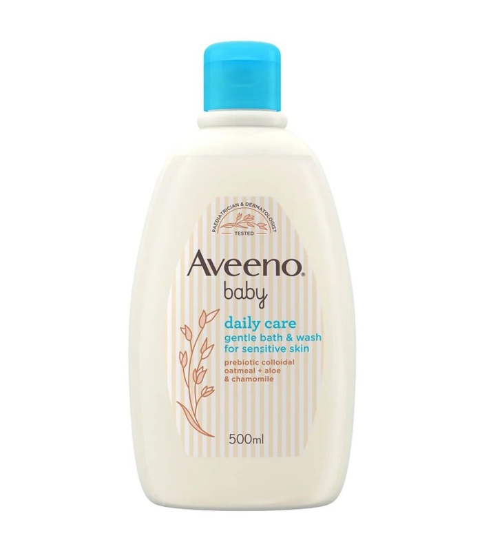 Aveeno Baby Daily Care Gentle Bath and Wash for Sensitive Skin (Prebiotic Colloidal Oatmeal + Aloe & Chamomile) 500ml