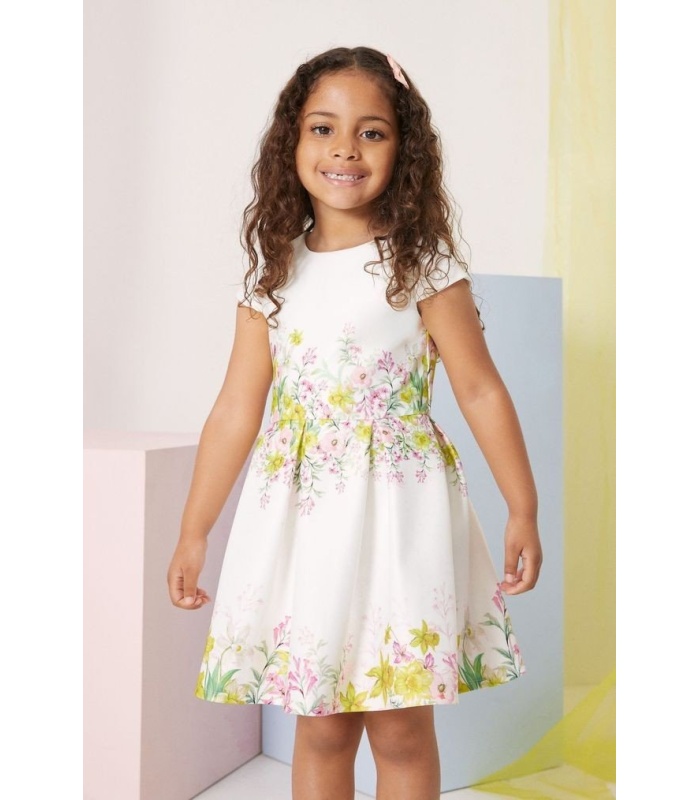 Lipsy White Ditsy Mini Scuba Dress