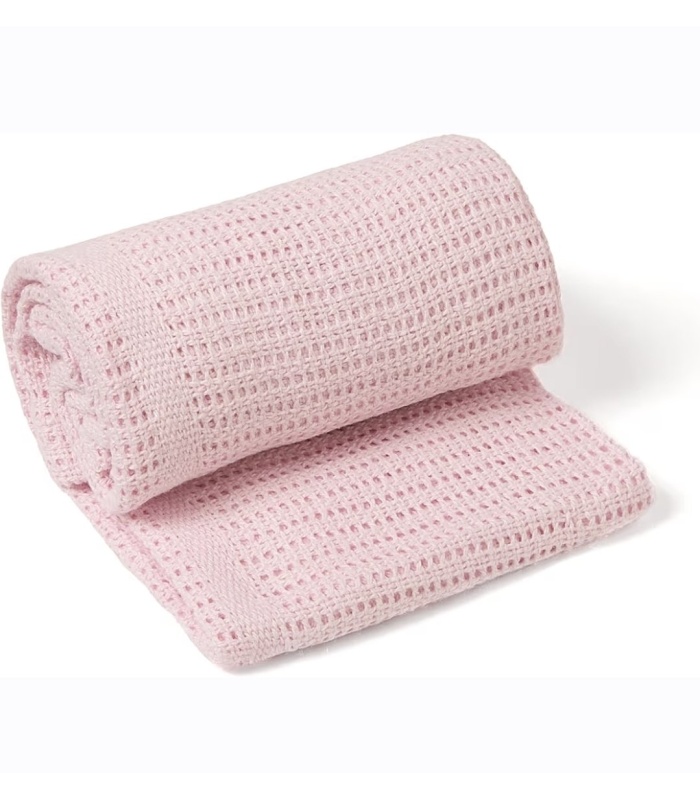 Baby Cotton Cellular Blanket - Pink - Image 3