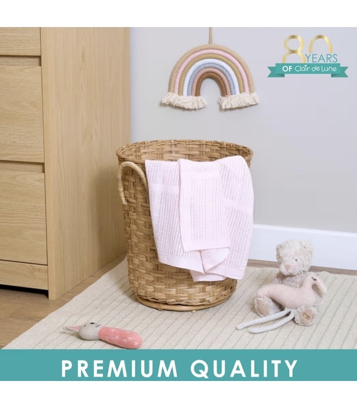 Baby Cotton Cellular Blanket - Pink - Image 4