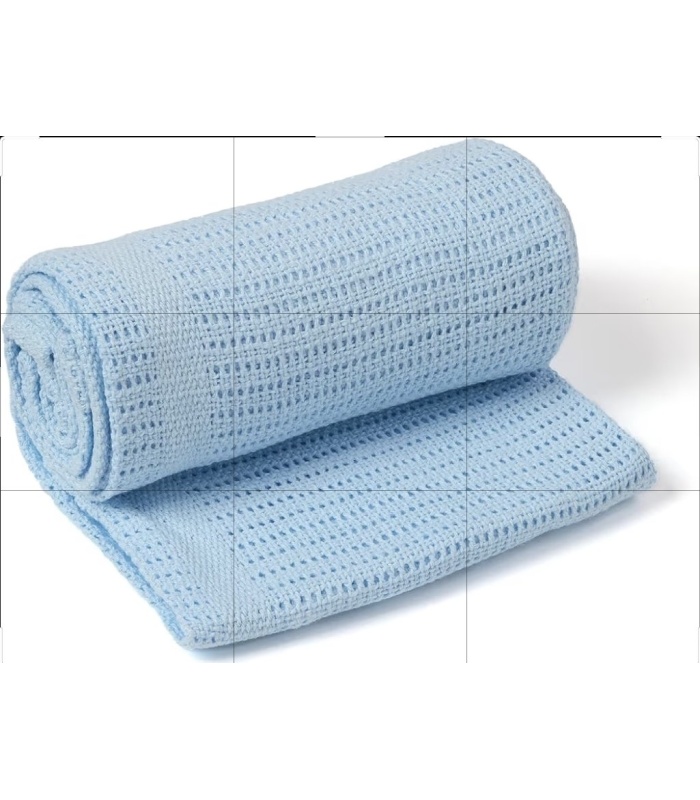 Baby Cotton Cellular Blanket - Blue - Image 2