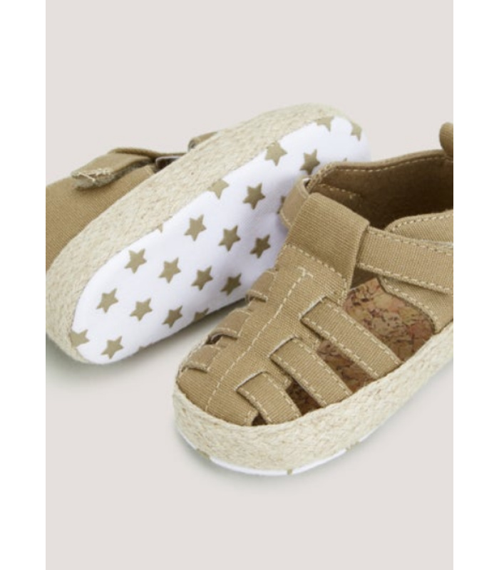 Khaki Espadrille Caged Soft Sole Prewalker - Image 2