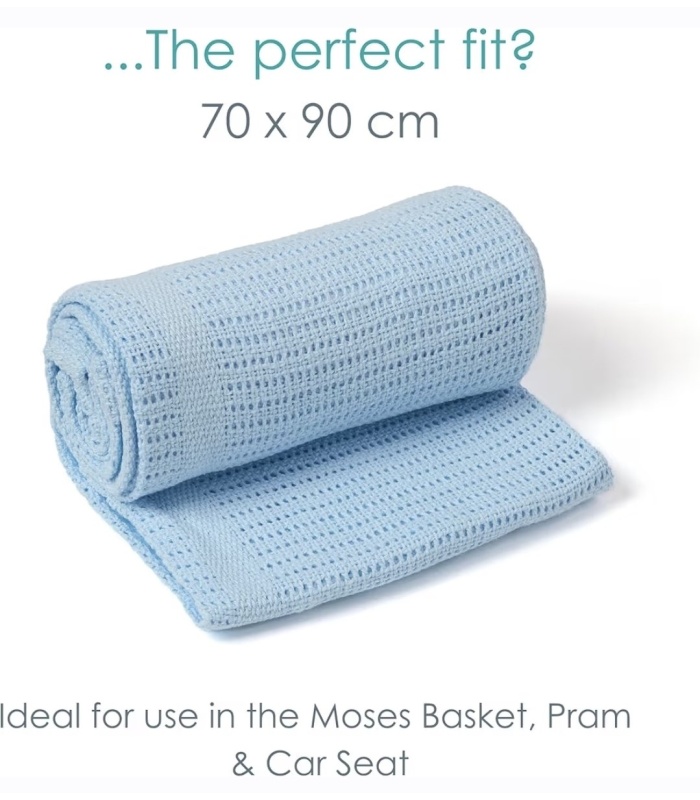 Baby Cotton Cellular Blanket - Blue - Image 3