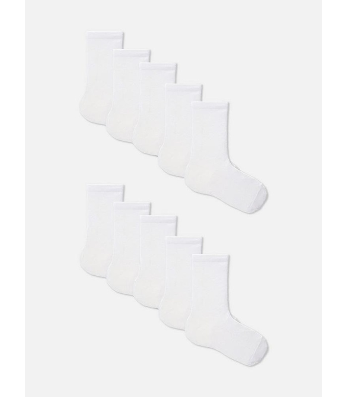 10Pk White Cotton Rich Ankle Socks (Unisex)