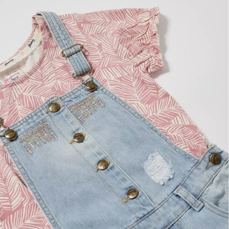 2pc Girls Dungarees / Carwash Set - Image 3