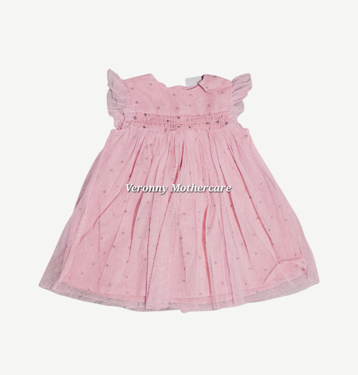 Girls Pink Shimmer Lace Dress