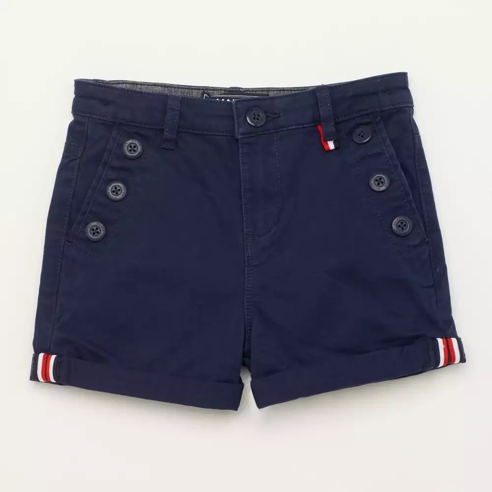 2025/11/girls_navy_blue_woven_shorts.jpg Girls Chino Shorts - Navy - Image 1