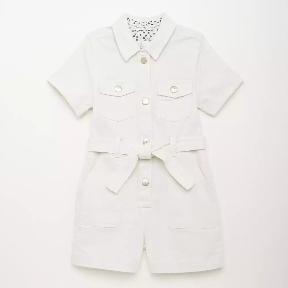 2025/11/girls_white_woven_denim_playsuit.jpg White Carwash / Dungarees - Image 1